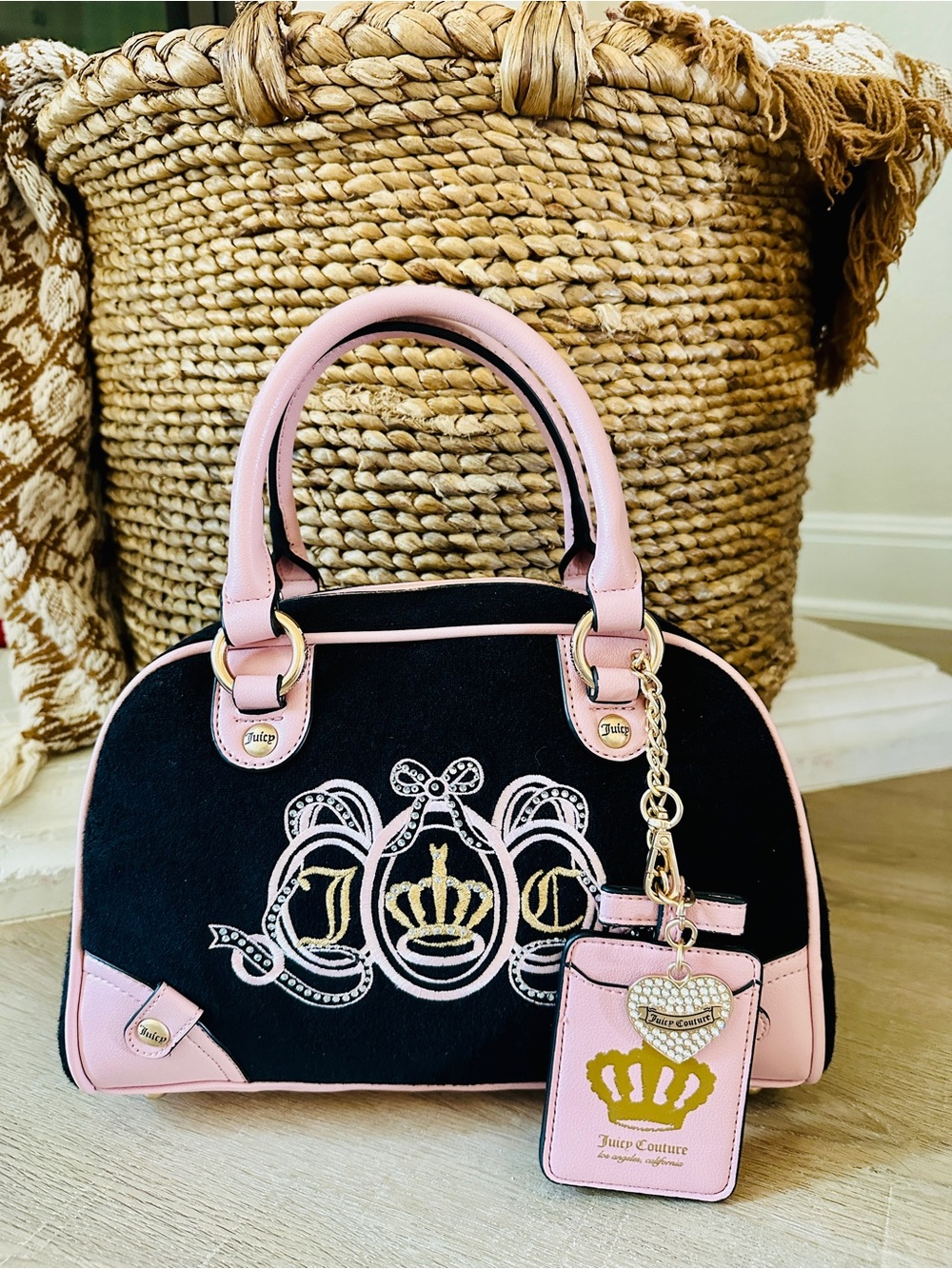 Juicy Couture Juicy Lovers Black Licorice/Pink Club Bowler Bag